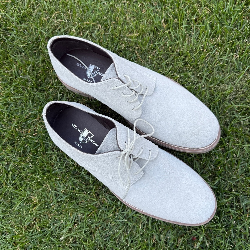 Black Brown 1826 Men's Suede Oxford Shoes - Light Gray ‘Henry’ Size 10
